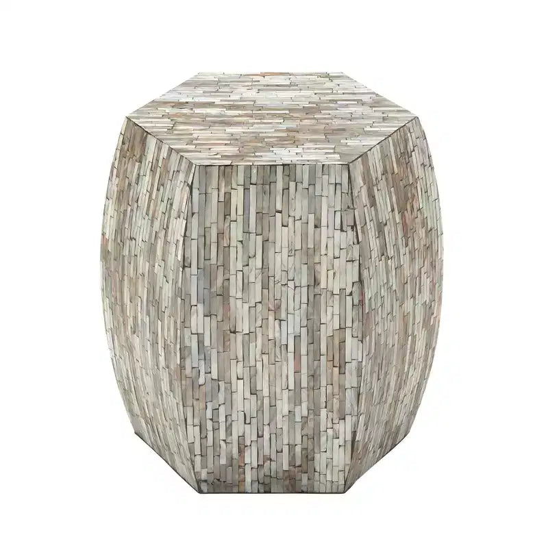 Tavolino Esagonale Decorativo con Intarsi in Concha di Legno