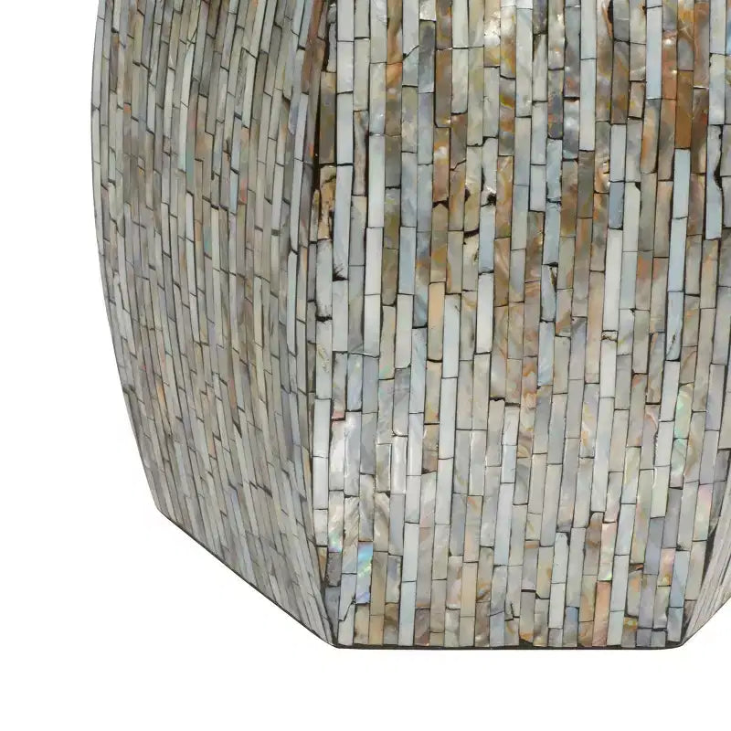 Tavolino Esagonale Decorativo con Intarsi in Concha di Legno