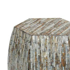 Tavolino Esagonale Decorativo con Intarsi in Concha di Legno