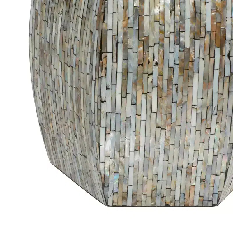 Tavolino Esagonale Decorativo con Intarsi in Concha di Legno